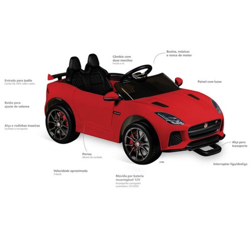 Carro Elétrico Infantil Jaguar 12v Bandeirante