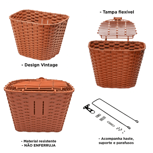 Cesta Plástica com Tampa para Bicicleta MBike