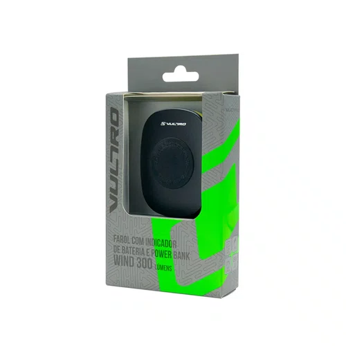 Farol Vultro Wind 300 Lumens com Powerbank USB-C e Indicador de Bateria