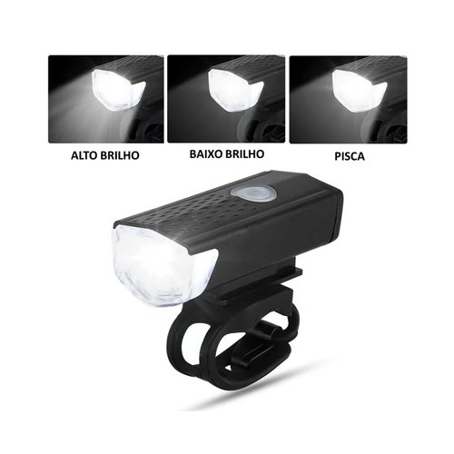 Kit Farol Dianteiro e Sinalizador Traseiro Vista Light USB Recarregável