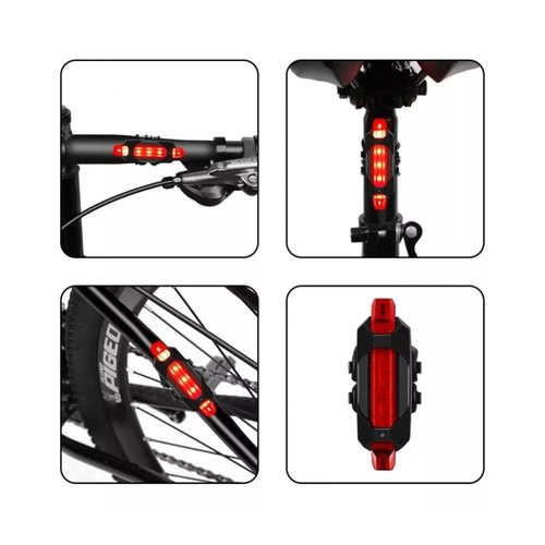 Kit Farol Dianteiro e Sinalizador Traseiro Vista Light USB Recarregável