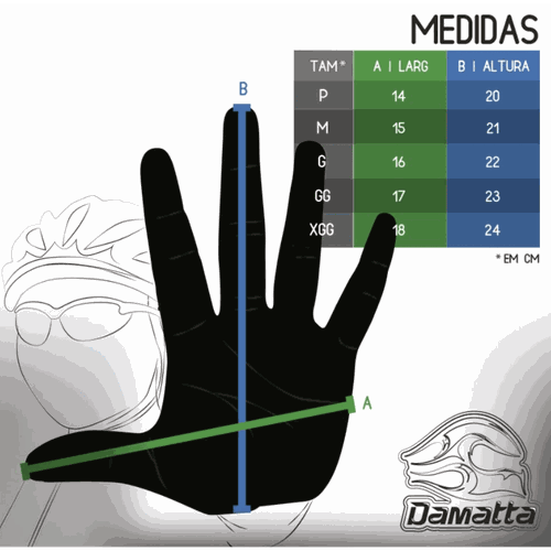 Luva Damatta Flames Gel Dedo Longo