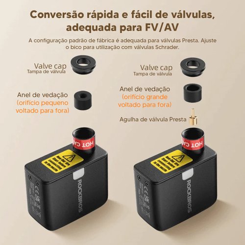 Mini Compressor de Ar Portátil RockBros 100PSI