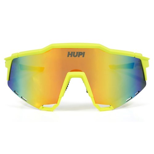 Óculos de Sol HUPI Stelvio Amarelo Neon Preto Lente Dourado Espelhado