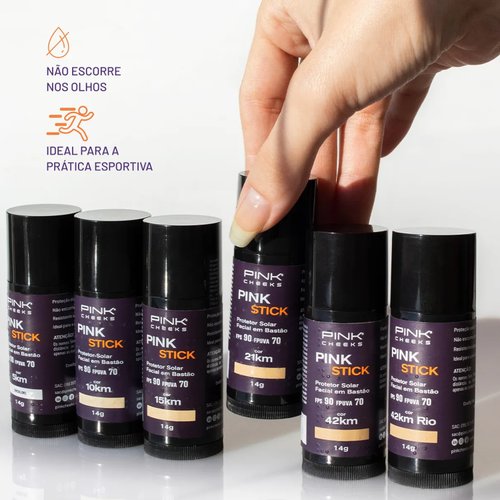 Protetor Solar Facial Pink Stick 15km Bege Médio 14g Pink Cheeks