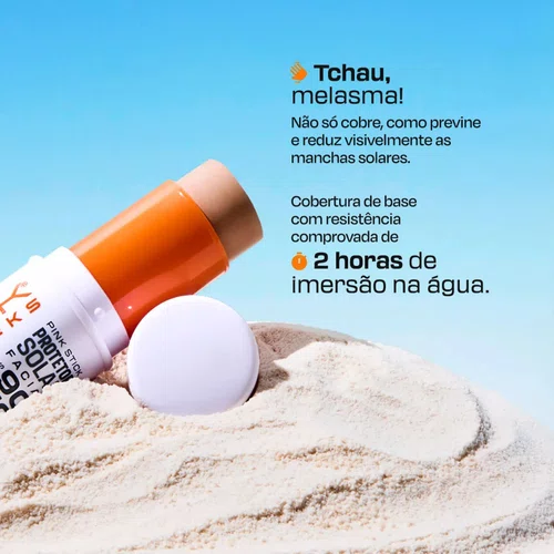 Protetor Solar Facial Pinkcheeks Pink Stick 21km FPS 90 FPUVA 70 15,5g