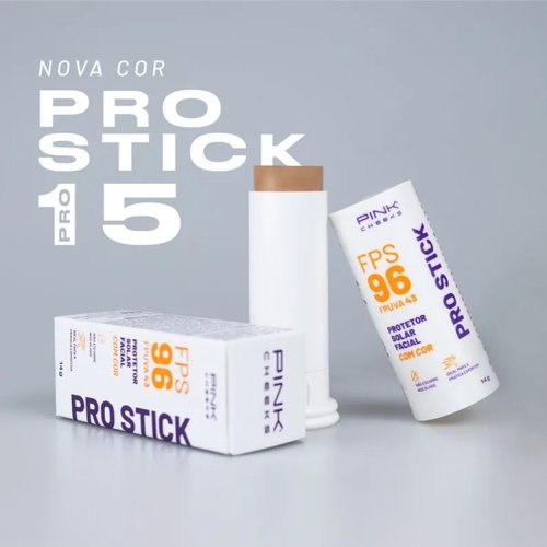 Protetor Solar Facial Pro Stick PRO15 FPS 96 14g Pink Cheeks
