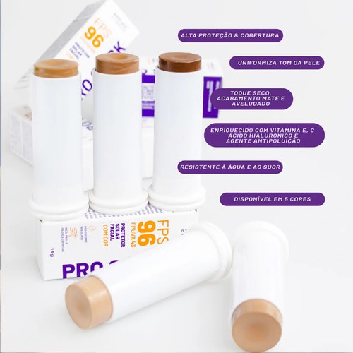 Protetor Solar Facial Pro Stick PRO40 FPS 96 14g Pink Cheeks
