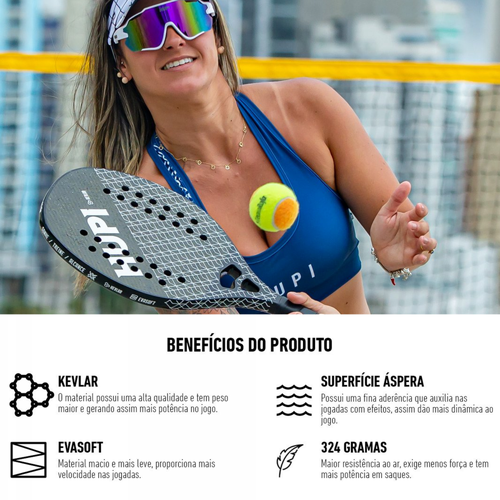 Raquete Beach Tennis Hupi Net Ultra Pro Carbon Kevlar