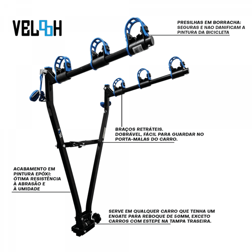 Suporte Transbike Engate 3 Bikes Velooh